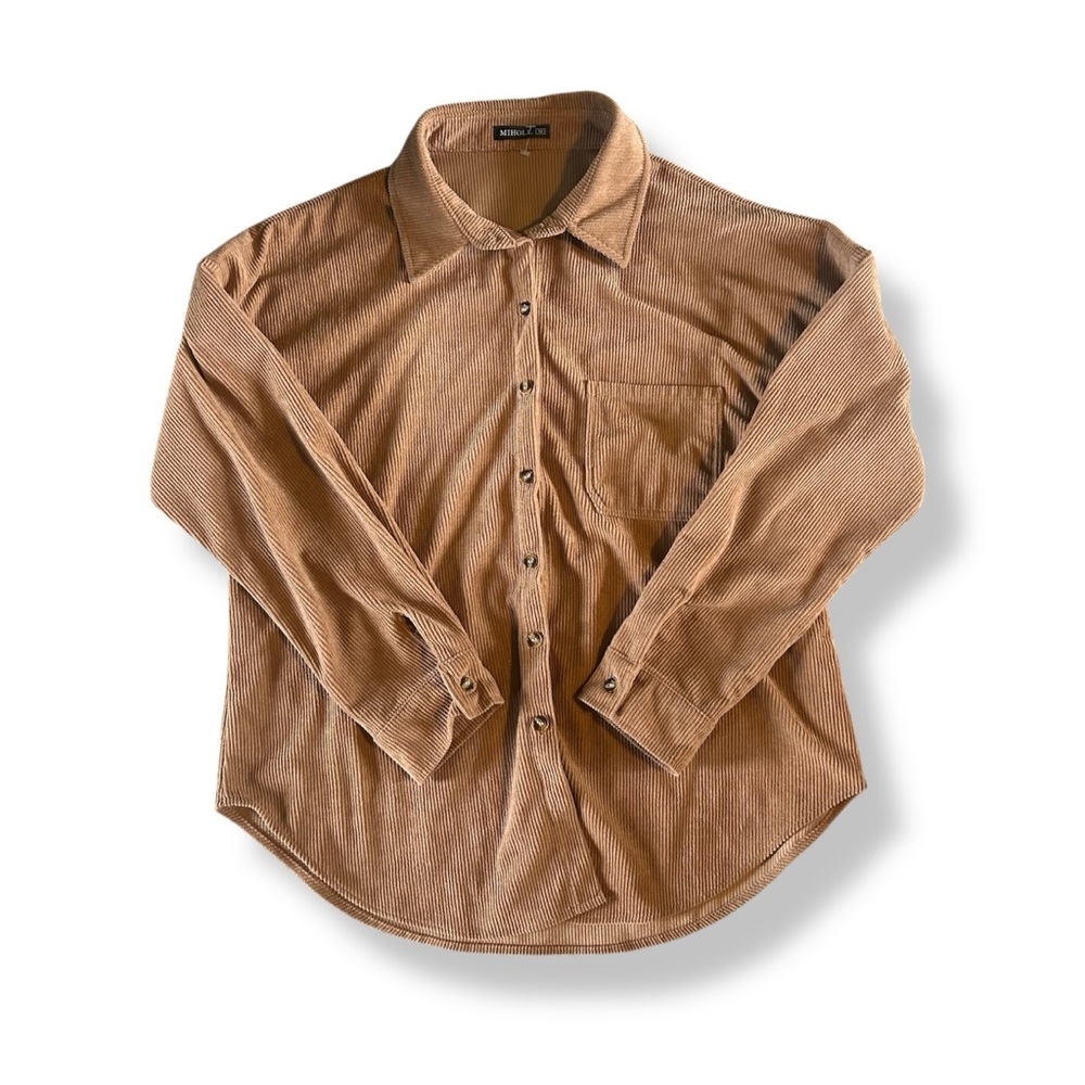 [Miholl] Camel Corduroy Button Down Shirt
